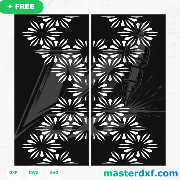 Sunburst Flower Grid DXF Panel for Laser-Cut Screens DXF File